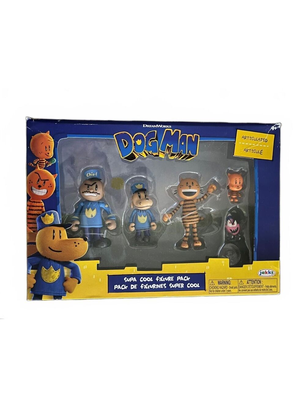 NEW! Dog Man Supa Cool Figure 5-Pack (Petey, Lil Petey, Chief, Flippy)